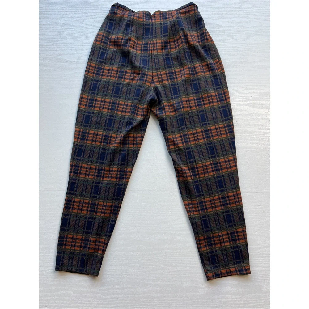 Free People Pants Womens S Brecan High Rise Pleated Plaid Ankle Crop